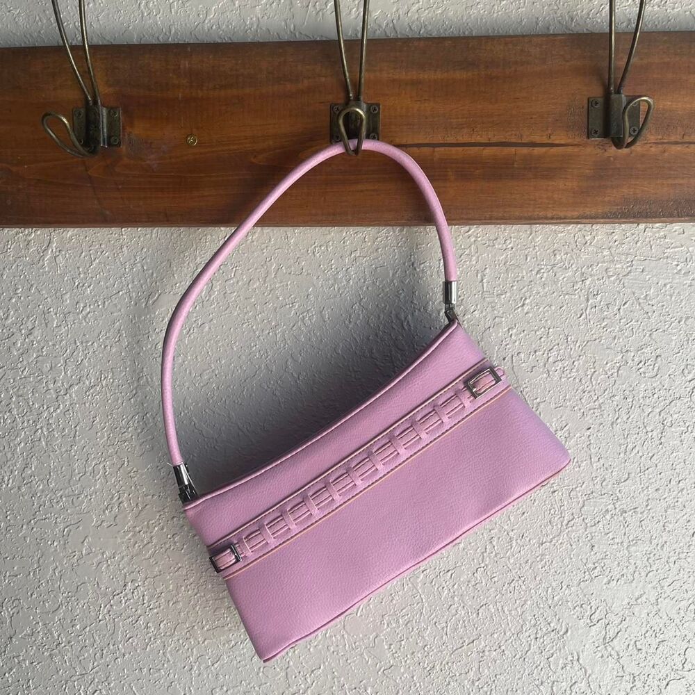 Lavender/ Pink colored vegan leather shoulder bag